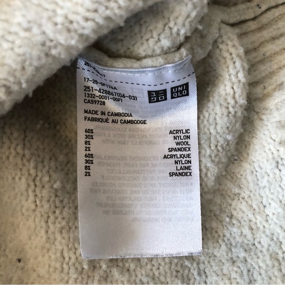 Uniqlo Wool Blend Mock Neck Sweater in White Light Grey Heather Size S - Picture 10 of 10